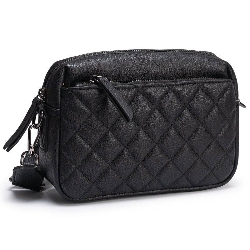 Alldaily Small Triple Zip Crossbody Purse for Women, Vegan Leather Phone Bag with Wide Shoulder Strap - Image 1