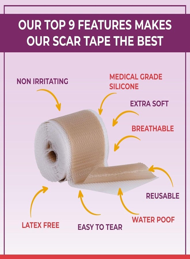 HEALQU Medical Grade Silicone Scar Sheets - Non-Irritating Scar Strips for Surgical Scars, C-Section, Tummy Tuck, and Keloid - Premium Soft Gel Strips for Pain-Free Scar Removal (1.6in x 120in) - Image 2