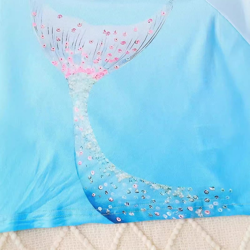 Ins Small And Medium-Sized Girls' Spring & Fall Mermaid Design Long-Sleeved Tops And Bell-Bottom Pants Suits Trendy - Image 4