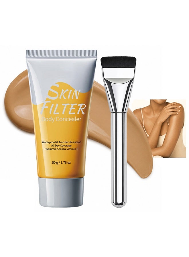 BARUBT Skin Filter Body Concealer, With Applicator Brush, Waterproof Transfer Resistant Full Coverage Body Makeup Cream Infused with Hyaluronic Acid & Vitamin E #03 Golden Radiance - Image 1