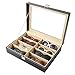 Siveit Siveit 8 Slot Sunglass Organizer Leather Eyeglasses Collector Eyewear Display Case Storage Box, Black - Image 2