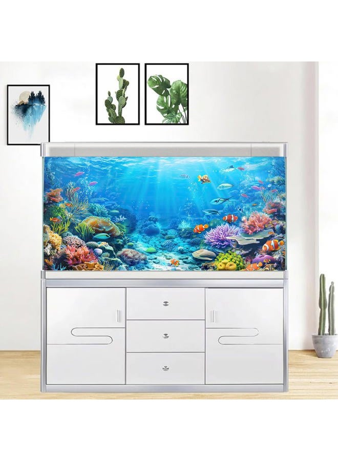 iTapnoom Underwater World Aquarium Background,Seaworld Ocean Floor Tropical Fish Coral Reef Aquatic Nature Plant Fish Tank Backdrop Decor, Polyester Fabric with 6 EVA Double-Sided Tapes 48x24 inches/120x60cm - Image 5