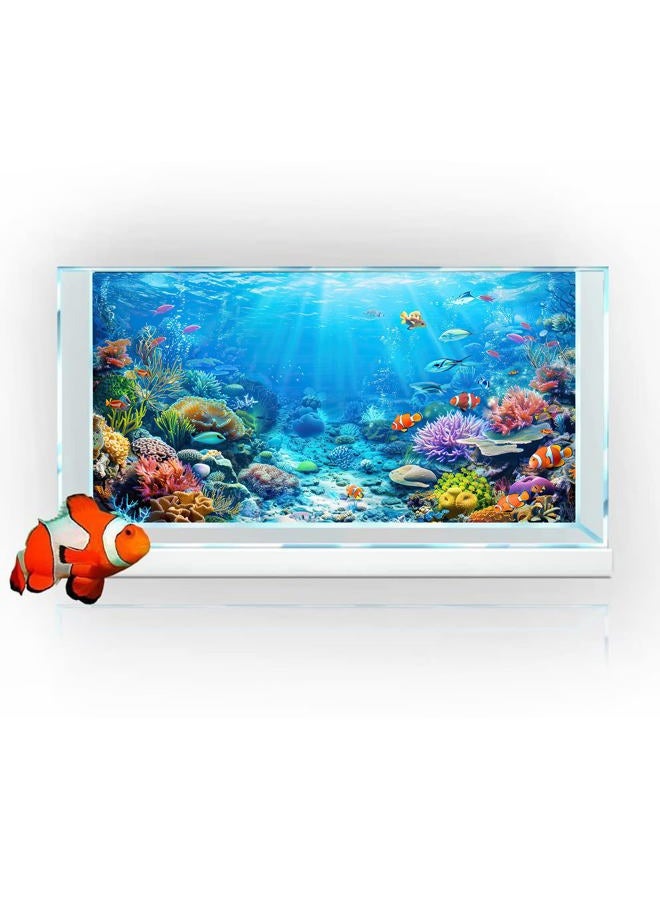 iTapnoom Underwater World Aquarium Background,Seaworld Ocean Floor Tropical Fish Coral Reef Aquatic Nature Plant Fish Tank Backdrop Decor, Polyester Fabric with 6 EVA Double-Sided Tapes 48x24 inches/120x60cm - Image 3