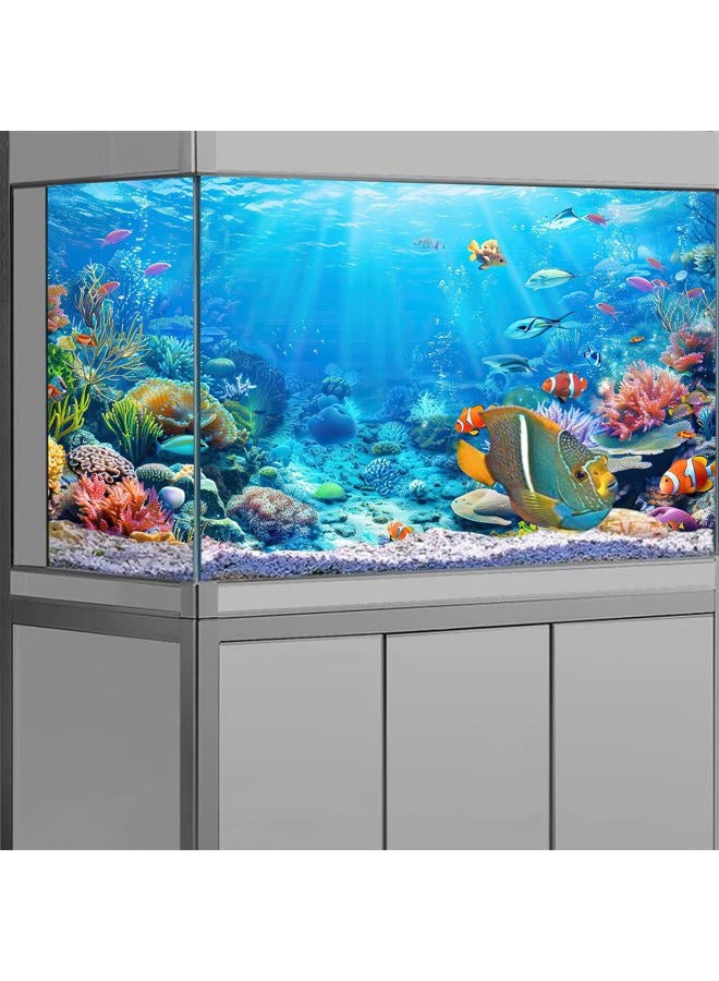 iTapnoom Underwater World Aquarium Background,Seaworld Ocean Floor Tropical Fish Coral Reef Aquatic Nature Plant Fish Tank Backdrop Decor, Polyester Fabric with 6 EVA Double-Sided Tapes 48x24 inches/120x60cm - Image 2