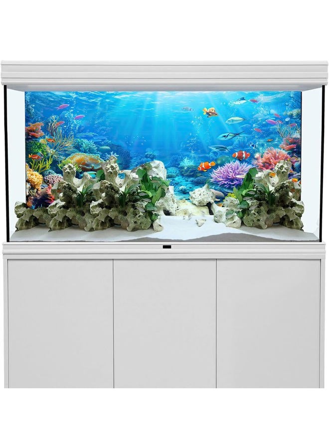 iTapnoom Underwater World Aquarium Background,Seaworld Ocean Floor Tropical Fish Coral Reef Aquatic Nature Plant Fish Tank Backdrop Decor, Polyester Fabric with 6 EVA Double-Sided Tapes 48x24 inches/120x60cm - Image 4