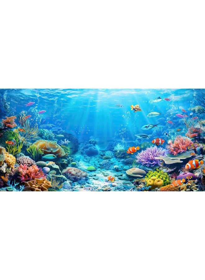 iTapnoom Underwater World Aquarium Background,Seaworld Ocean Floor Tropical Fish Coral Reef Aquatic Nature Plant Fish Tank Backdrop Decor, Polyester Fabric with 6 EVA Double-Sided Tapes 48x24 inches/120x60cm - Image 1