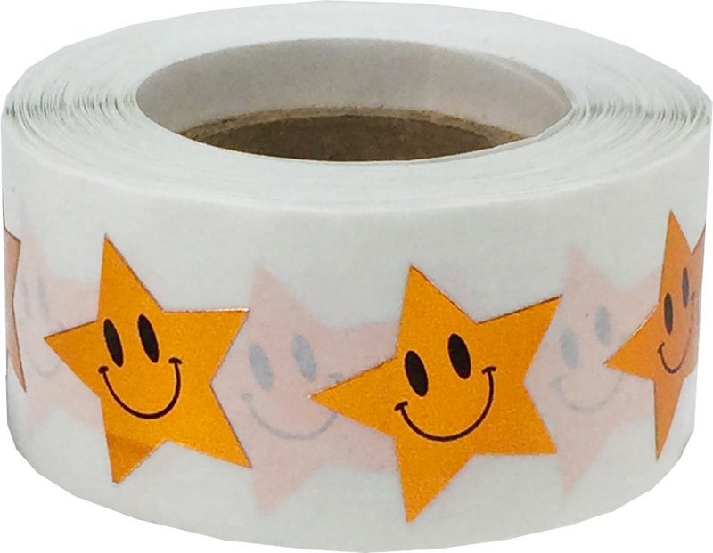 InStockLabels.com Metallic Bronze Happy Face Star Shape Stickers 0.75 Inch 500 Adhesive Labels - Image 4