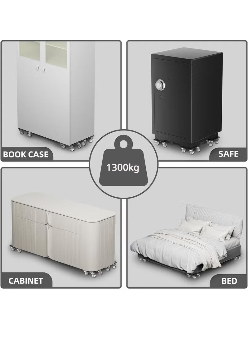 WALALLA 1300KG Heavy Duty Furniture Dolly Mover - 5x 360° Rotating Wheel Set with Non-Slip Pads & Lifter, Carbon Steel Panel for Moving Sofa, Piano, Appliances - Image 4