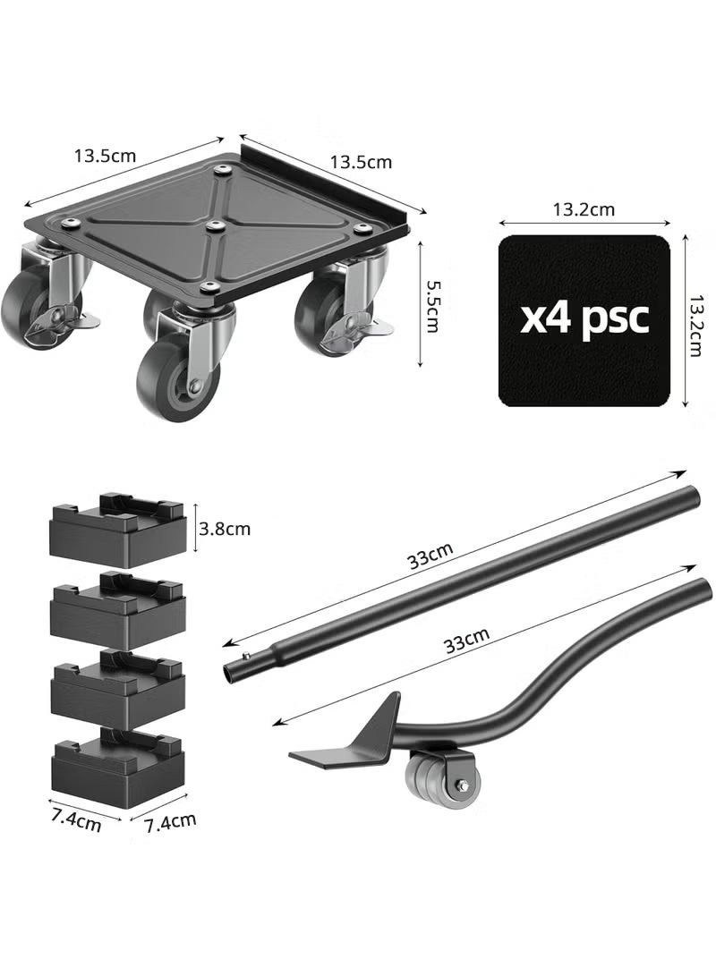 WALALLA 1300KG Heavy Duty Furniture Dolly Mover - 5x 360° Rotating Wheel Set with Non-Slip Pads & Lifter, Carbon Steel Panel for Moving Sofa, Piano, Appliances - Image 2