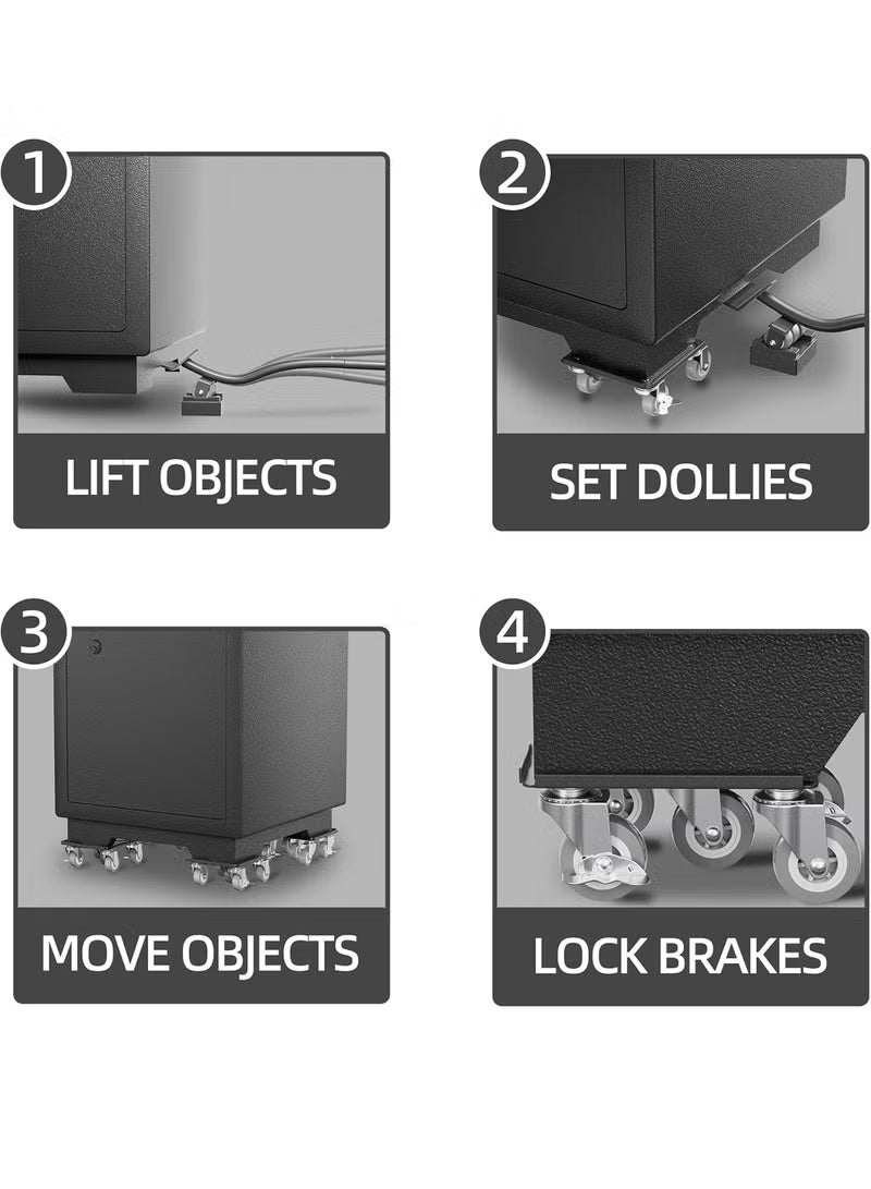 WALALLA 1300KG Heavy Duty Furniture Dolly Mover - 5x 360° Rotating Wheel Set with Non-Slip Pads & Lifter, Carbon Steel Panel for Moving Sofa, Piano, Appliances - Image 5