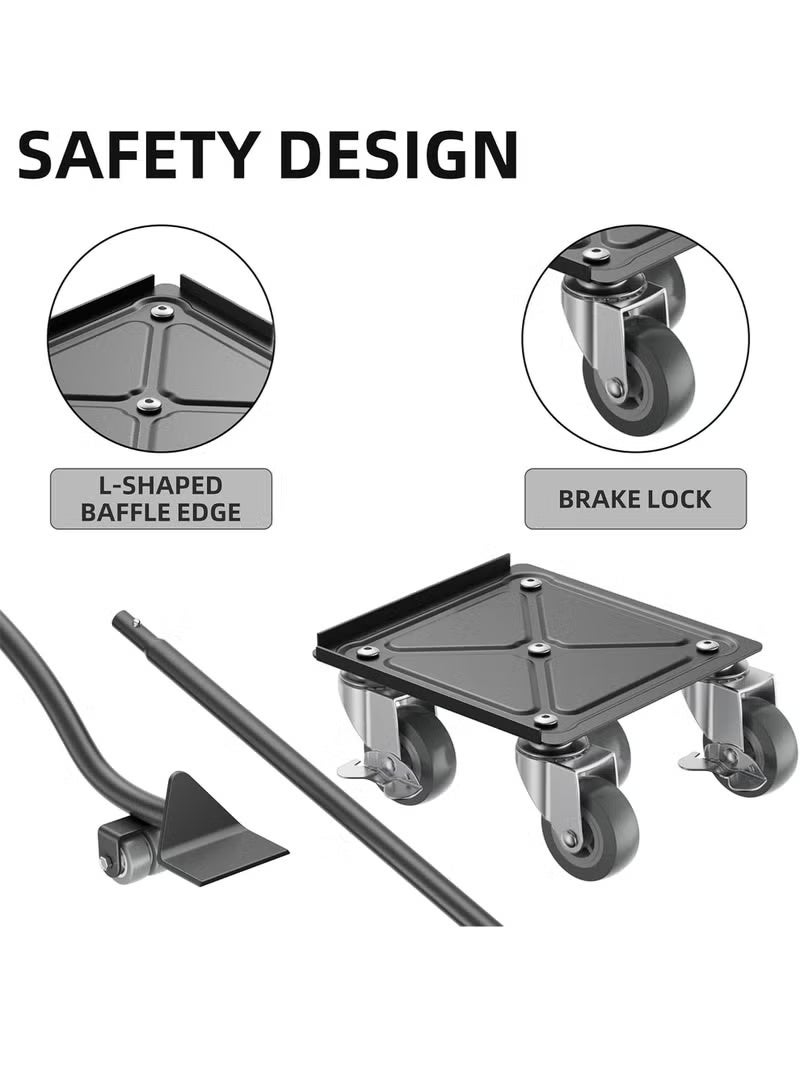 WALALLA 1300KG Heavy Duty Furniture Dolly Mover - 5x 360° Rotating Wheel Set with Non-Slip Pads & Lifter, Carbon Steel Panel for Moving Sofa, Piano, Appliances - Image 3