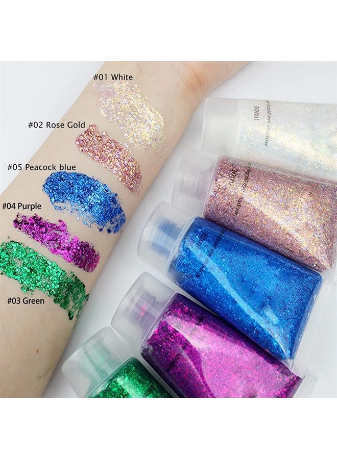GL-Turelifes 30ml Sequins Chunky Glitter Liquid Eyeshadow Glitter Body Gel Festival Glitter Cosmetic Face Hair Nails Makeup Long Lasting Sparkling Easy to Apply, Easy to Remove (#07 Gold) - Image 2