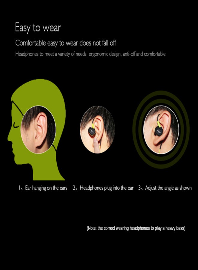 FONGE S500 Wired In-ear Waterproof Earphones Ear Hook Earbuds Stereo Super Bass Headphones Sport Headset with Mic Black - Image 3