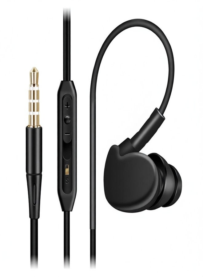 FONGE S500 Wired In-ear Waterproof Earphones Ear Hook Earbuds Stereo Super Bass Headphones Sport Headset with Mic Black - Image 1
