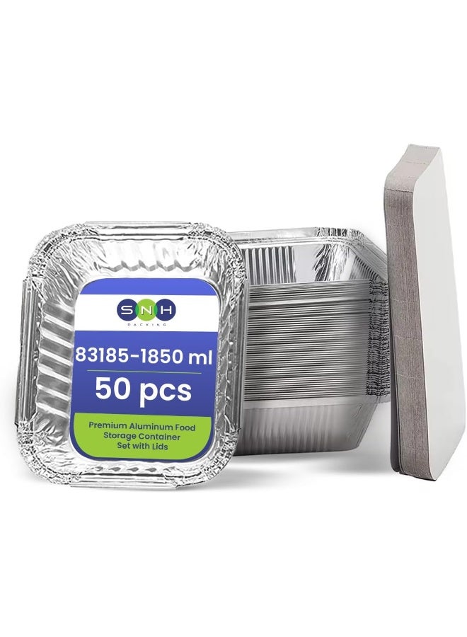 SNH Packing 50 Pcs Disposable Aluminum Foil Container with Lids - Image 1