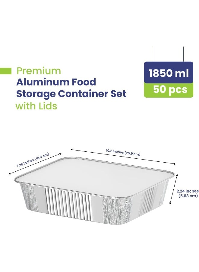 SNH Packing 50 Pcs Disposable Aluminum Foil Container with Lids - Image 2