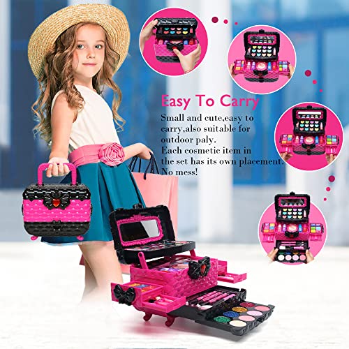 Mrabbitoo Kids Makeup Sets for Girls - Washable Makeup for Kids 8-12, Maquillaje para Niñas, Play Make Up Kit, Toys for Little Girl, Princess Toddler Kid Stuff, Ages 345679 10 Year Old Girl Birthday Gifts（Rose） - Image 3