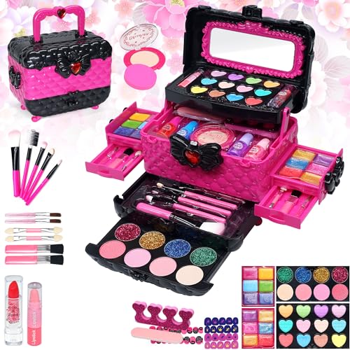 Mrabbitoo Kids Makeup Sets for Girls - Washable Makeup for Kids 8-12, Maquillaje para Niñas, Play Make Up Kit, Toys for Little Girl, Princess Toddler Kid Stuff, Ages 345679 10 Year Old Girl Birthday Gifts（Rose） - Image 1