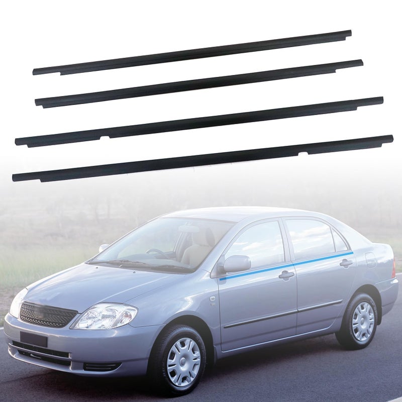 FZJDSD 4pcs Window Moulding Trim Weatherstrip Window Seal Belt Compatible with Toyota Corolla Altis 4 Door 20032008 Replace 7573002180 7574002180 7571002200 7572002200 Window Weather Stripping