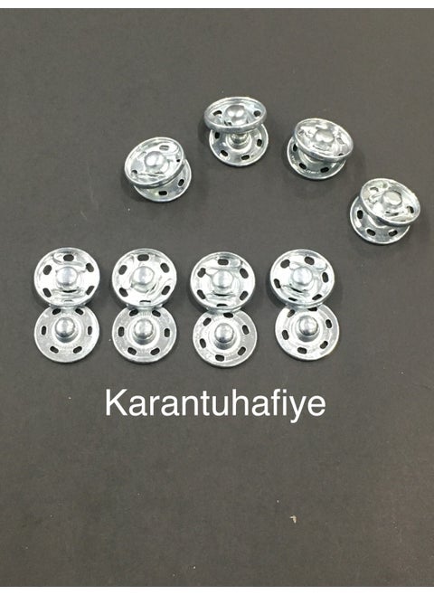 Karan Haberdashery Snap Metal Silver 1.5 cm 8 Piece Set