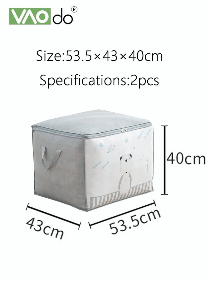 فاو دو حقيبة تخزين كبيرة السعة 2 قطعة، منظم تخزين تحت السرير بمقبض مقوى، حاويات تخزين قابلة للطي من قماش سميك للملابس والألعاب والألحفة 53.5*43*40 سم - Image 3