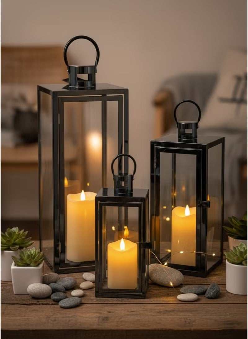 Ramadan Lanterns Set 3 Pieces Black - Image 1