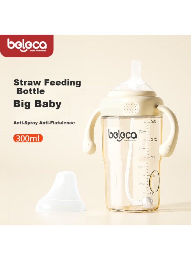 Beleca Straw Bottle For Infants 1-3 Years Old And Above, Toddler Training Ppsu Straw Bottle 300ml With Nipple - Image 1