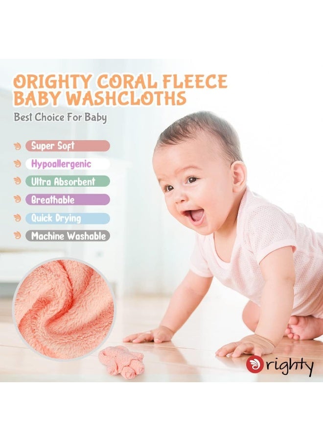 Orighty Baby Wash Cloths Pack of 50, Microfibre Coral Fleece Baby Face Towels, Soft and Absorbent Washcloths for Newborns, Gentle on Sensitive Skin for Face, Hands and Body, 7 x 9 Inches - Image 2