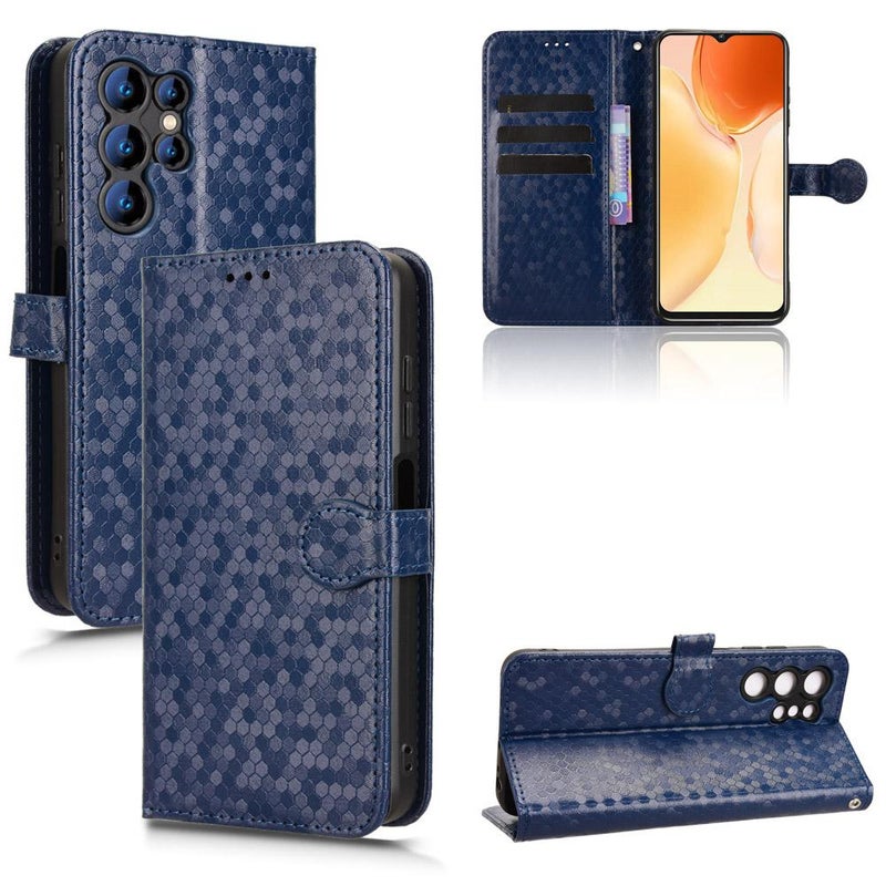 erorex For Oukitel C61 / C61 Pro Honeycomb Dot Texture Leather Phone Case(Blue) - Image 1