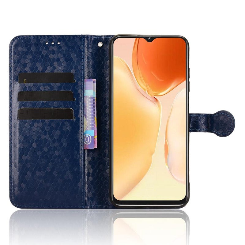 erorex For Oukitel C61 / C61 Pro Honeycomb Dot Texture Leather Phone Case(Blue) - Image 4