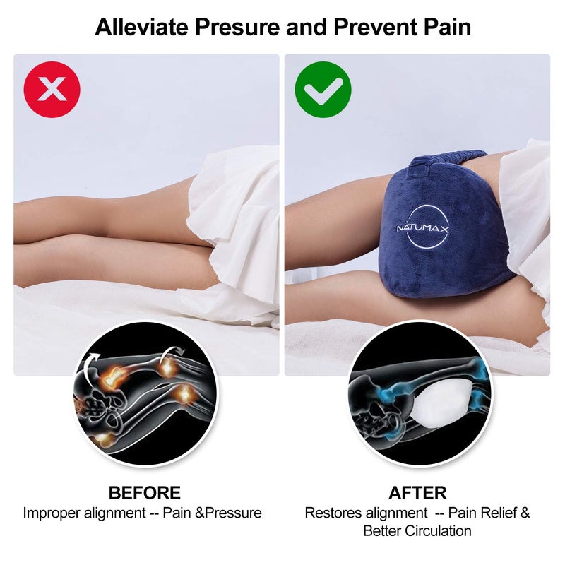 NATUMAX Knee Pillow for Side Sleepers - Relief from Sciatica Pain, Back/Leg Pain, Pregnancy, Hip and Joint Pain Memory Foam Leg Pillow + Free Sleep Mask and Ear Plugs - Image 3