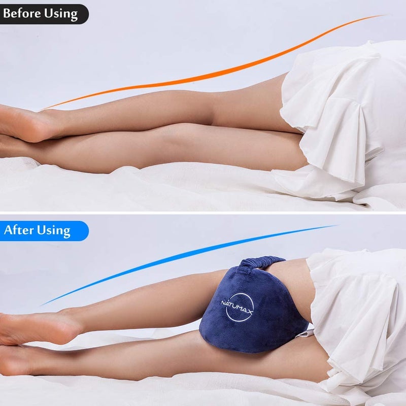 NATUMAX Knee Pillow for Side Sleepers - Relief from Sciatica Pain, Back/Leg Pain, Pregnancy, Hip and Joint Pain Memory Foam Leg Pillow + Free Sleep Mask and Ear Plugs - Image 4