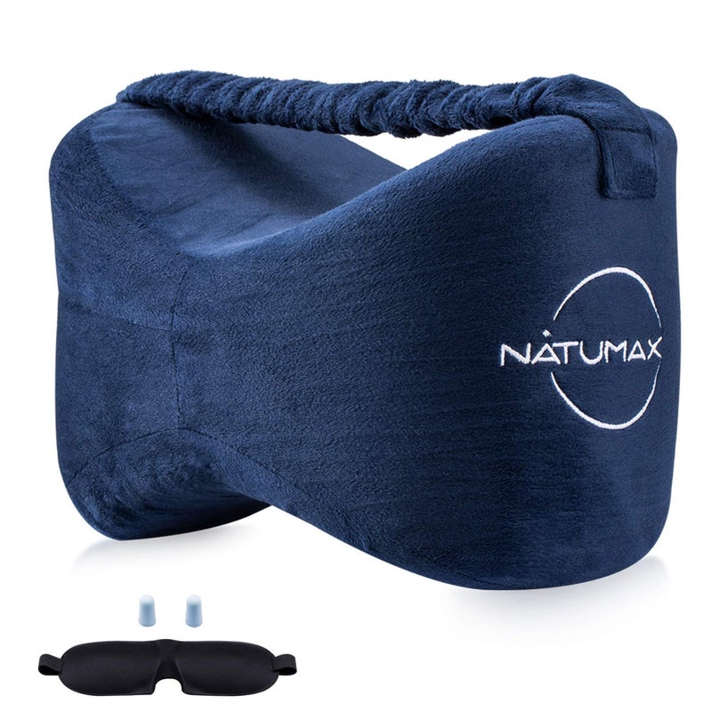 NATUMAX Knee Pillow for Side Sleepers - Relief from Sciatica Pain, Back/Leg Pain, Pregnancy, Hip and Joint Pain Memory Foam Leg Pillow + Free Sleep Mask and Ear Plugs - Image 2