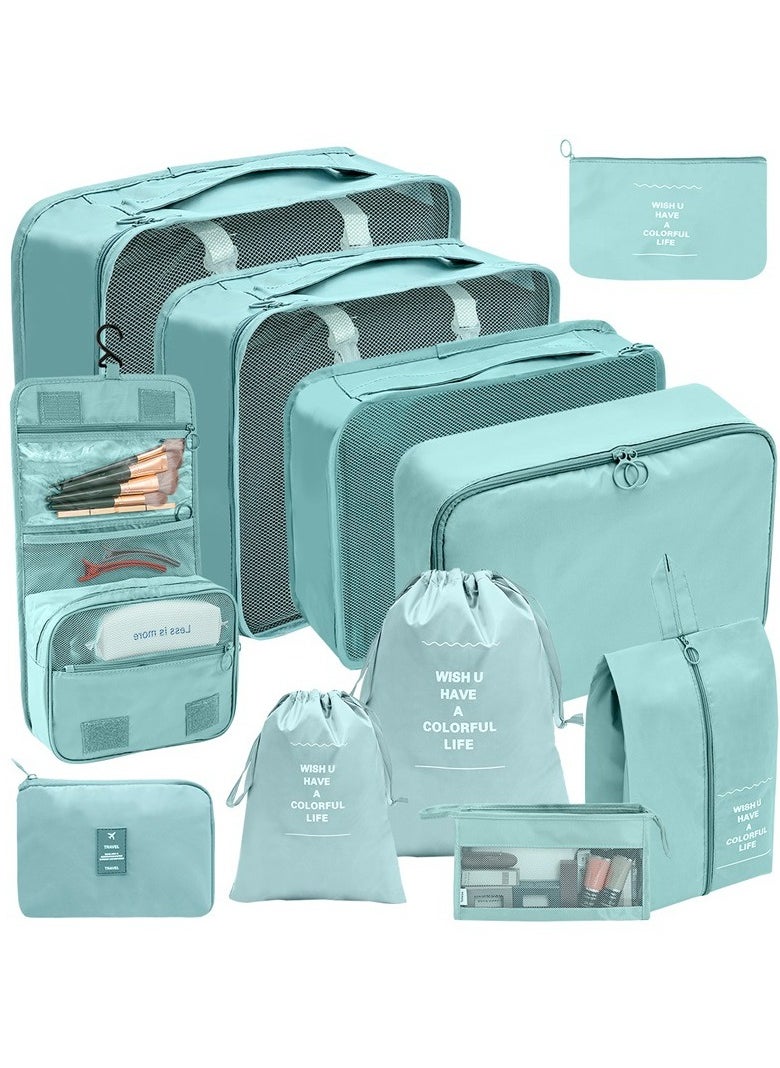 Generic - 11 PCS Travel Packing Cubes for Suitcases, Luggage Organizer Bags for Carry On, Travel Bags Organizer for Luggage, Must Have Travel Essentials for Women and Men (Lake blue) - Image 1