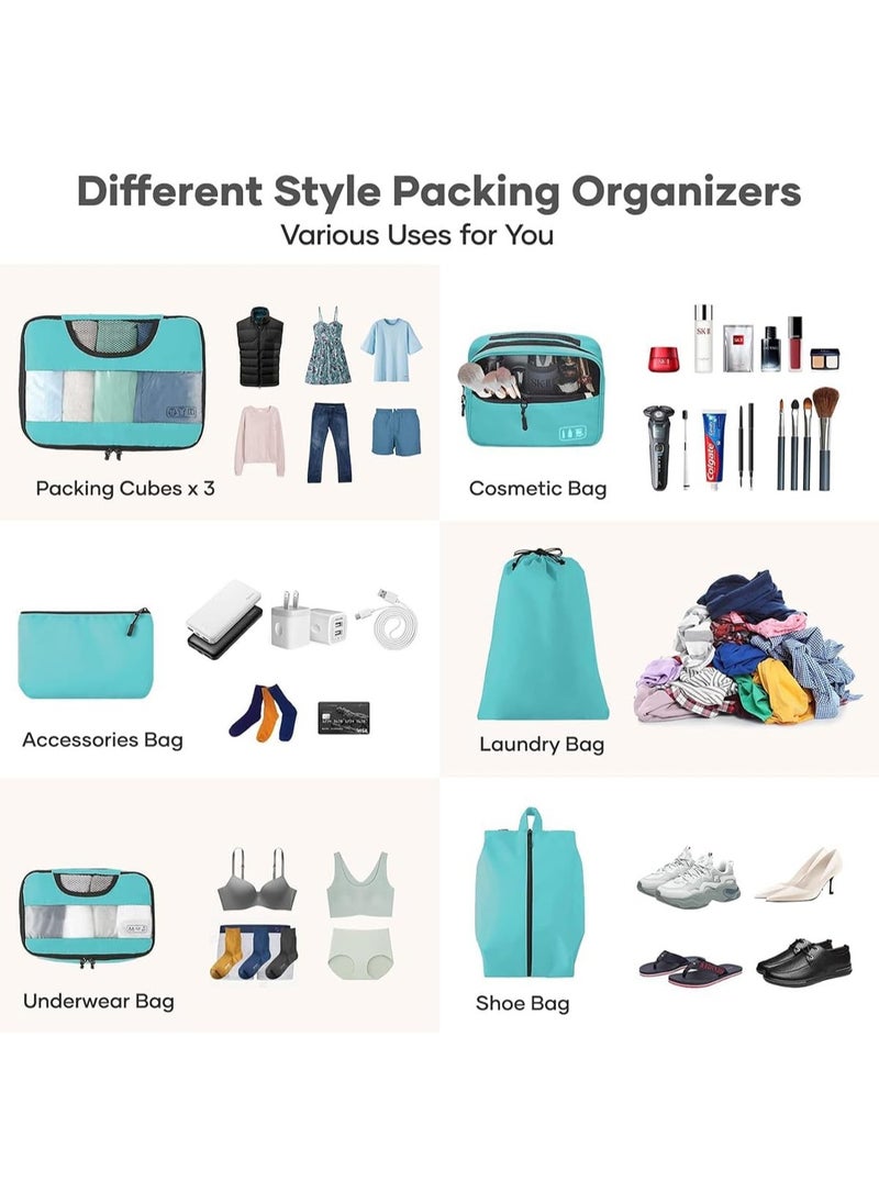 Generic - 11 PCS Travel Packing Cubes for Suitcases, Luggage Organizer Bags for Carry On, Travel Bags Organizer for Luggage, Must Have Travel Essentials for Women and Men (Lake blue) - Image 1