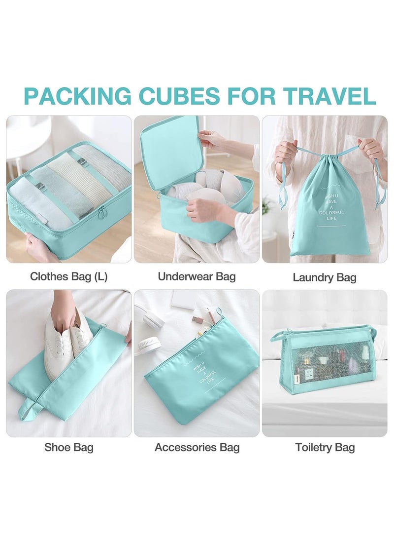 Generic - 11 PCS Travel Packing Cubes for Suitcases, Luggage Organizer Bags for Carry On, Travel Bags Organizer for Luggage, Must Have Travel Essentials for Women and Men (Lake blue) - Image 1
