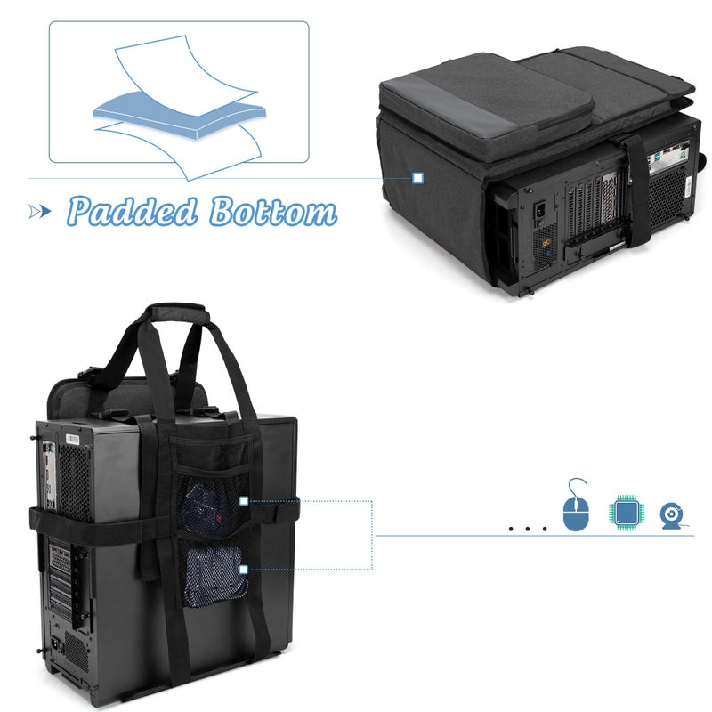 Trunab PC Tower Carrying Strap with Handle, Desktop Carrying Case with Pockets for Keyboard, Cable and Computer Accessories, Ideal for Transporting On The Go (Patented Design) - Image 5