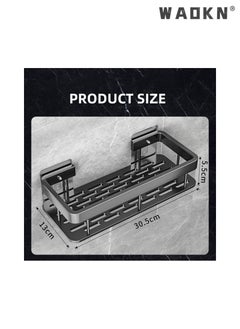 WAOKN 2 Pieces Bathroom Shower Shelf,Bathroom Organizer Shower Caddy Shelf,Bathroom Storage Shelf Wall Shelf,No Drilling wall mounted Shower Shelves Kitchen Non Perforated Storage Shelves Black  - Image 5