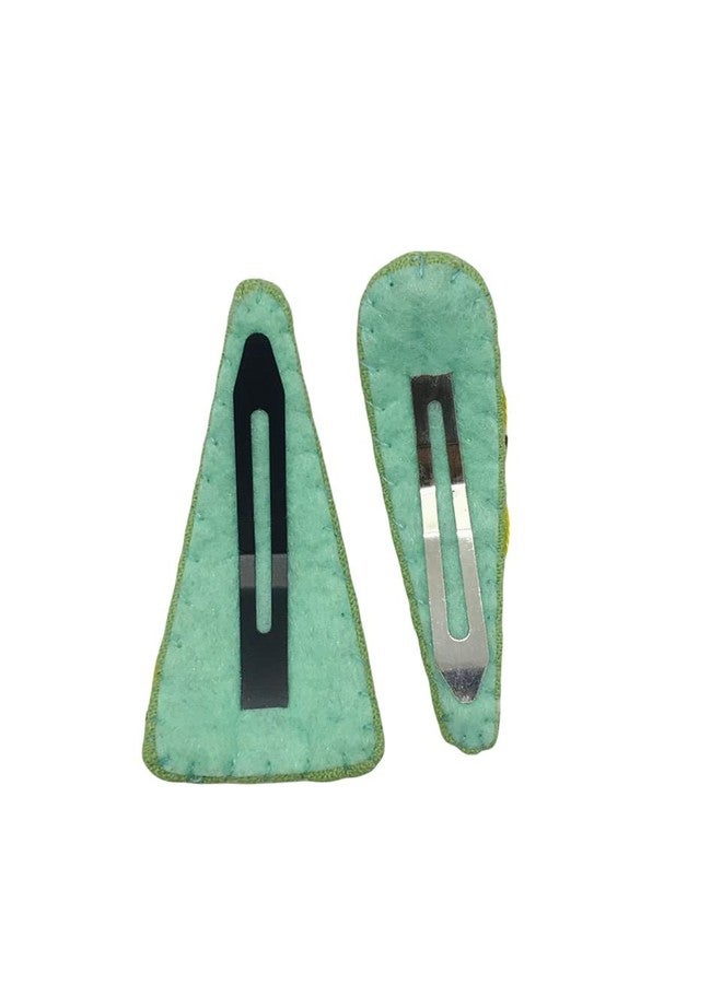 ETA Handmade Embroidered Hair Clips - Green Fabric Snap Barrettes with Sunflower & Floral Design (2-Pack), Vintage Hair Accessories for Women & Girls, Unique Gift for Everyday & Special Occasions, HC16 - Image 2