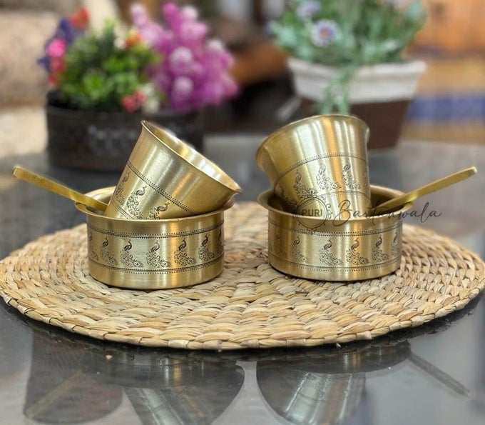 Indian PeacockMor BrassPital DABARA Set 200 ML Set of 2