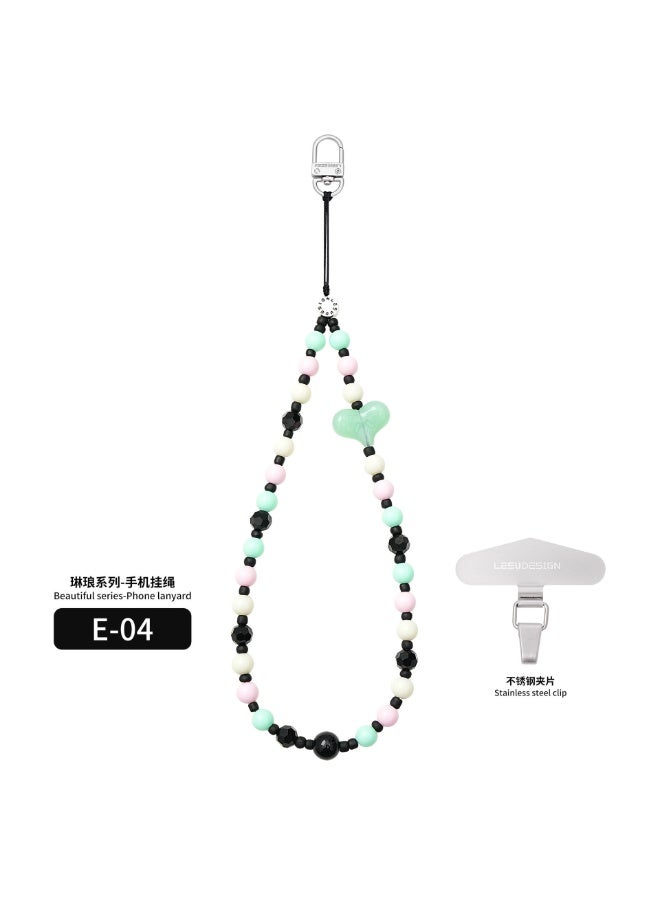 NIBEMINENT Phone Charm/ Chain Strap for Women Girls, Crystal Pearl Cell Phone Case Lanyard Wrist Strap