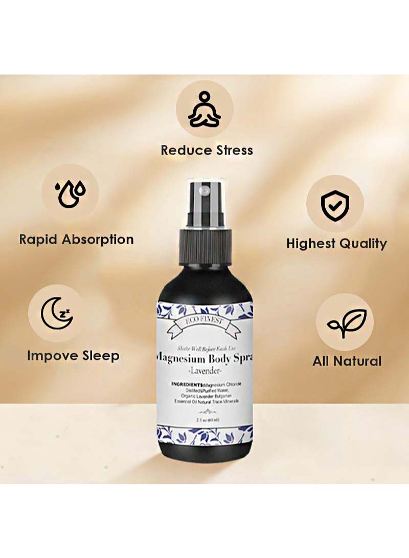 ECO finest Magnesium Body Spray，Relieve muscle tension, effectively relieve stress and relax the body and mind, promote muscle and joint health and support sleep, lavender extract (60ml)  - Image 2