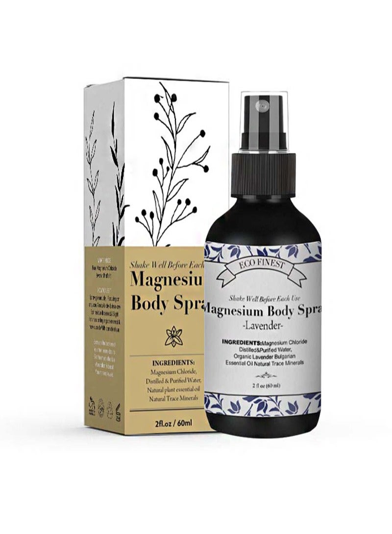 ECO finest Magnesium Body Spray，Relieve muscle tension, effectively relieve stress and relax the body and mind, promote muscle and joint health and support sleep, lavender extract (60ml)  - Image 1