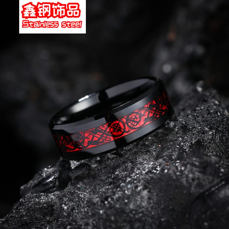 خواتم الرجال من الموضة الأوروبية والأمريكية بالجملة من الفولاذ التيتانيوم مع الماس ونمط التنين ملحقات الأزواج بأسلوب أوروبي وأمريكي - Image 5