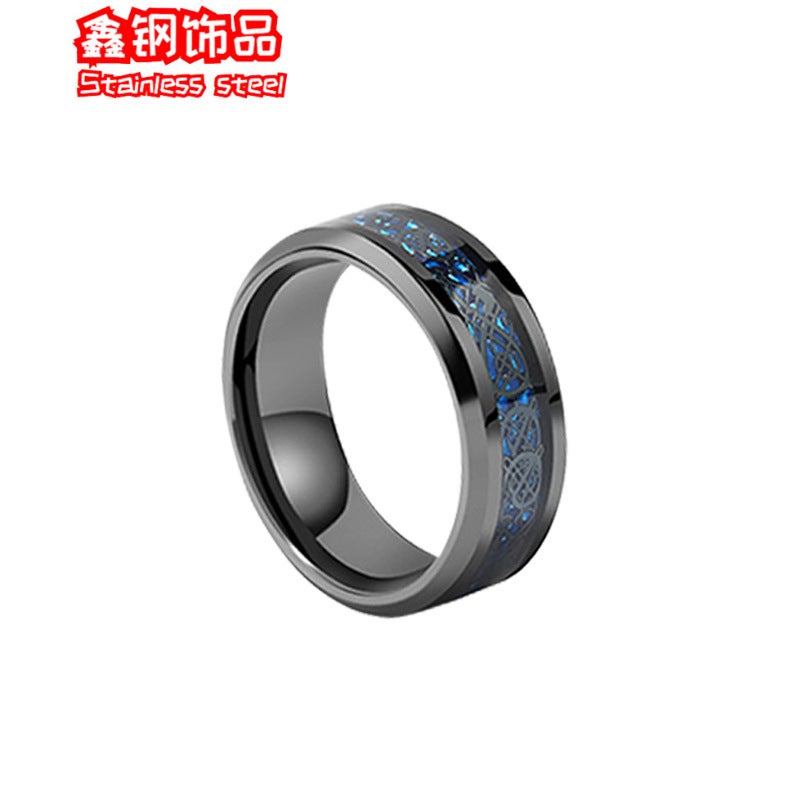 خواتم الرجال من الموضة الأوروبية والأمريكية بالجملة من الفولاذ التيتانيوم مع الماس ونمط التنين ملحقات الأزواج بأسلوب أوروبي وأمريكي - Image 3