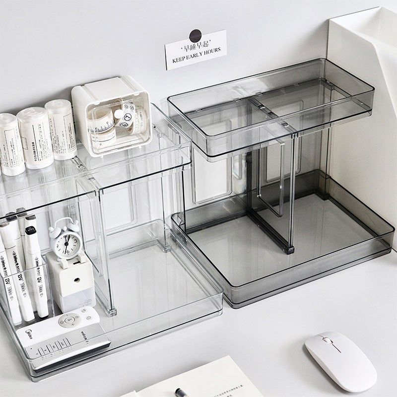 Ins Style Desktop Transparent Double-Layer Storage Rack Bathroom Transparent Storage Rack Desktop Cosmetics Storage Rack - Image 4
