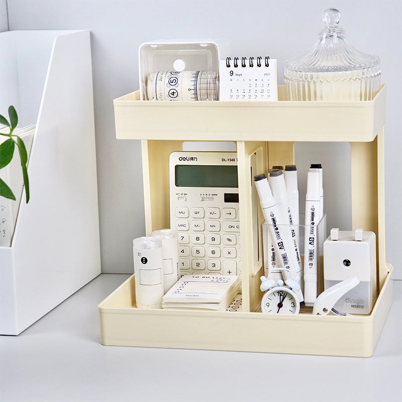 Ins Style Desktop Transparent Double-Layer Storage Rack Bathroom Transparent Storage Rack Desktop Cosmetics Storage Rack - Image 3