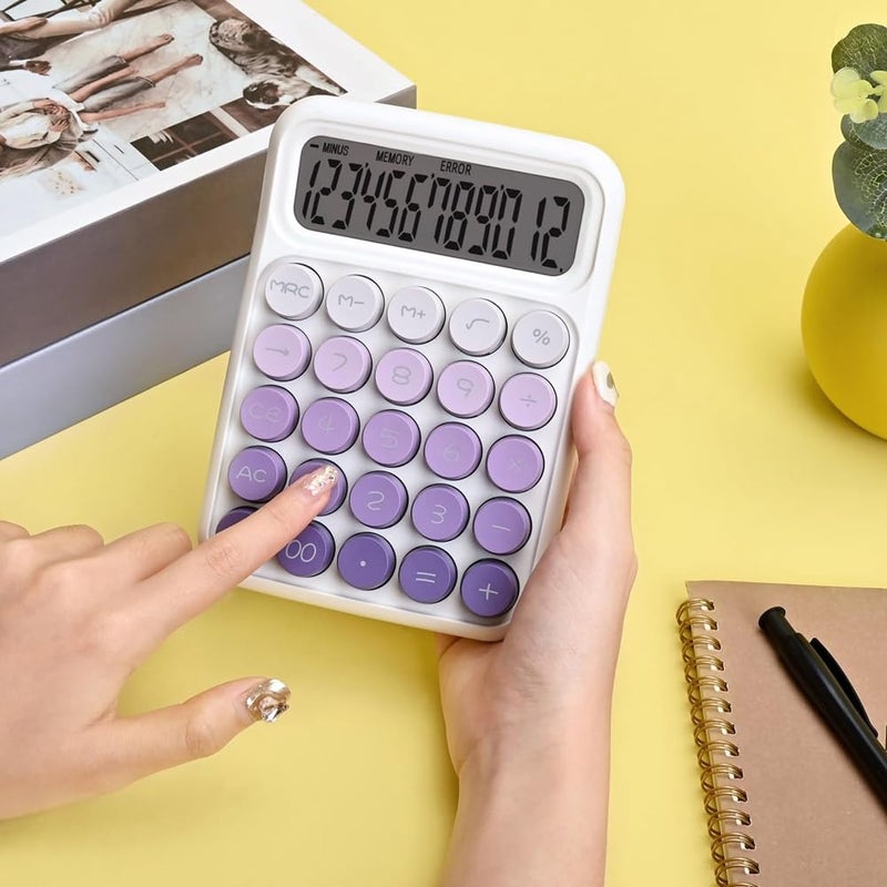 12 Digits Mechanical Calculator with Big Buttons Large LCD Display Desktop Office Accessory - Image 3