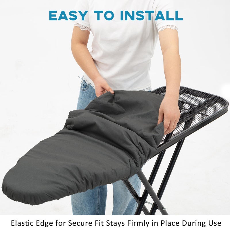 RAINHOL Iron Board Cover with Padding, Extra Thick Heavy Duty Aluminum Coated Ironing Board Cover, Scorch and Stain Resistant, Elastic Edge, Standard Size 15"x54", Black - Image 5
