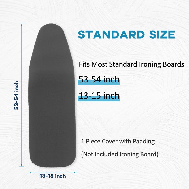 RAINHOL Iron Board Cover with Padding, Extra Thick Heavy Duty Aluminum Coated Ironing Board Cover, Scorch and Stain Resistant, Elastic Edge, Standard Size 15"x54", Black - Image 2